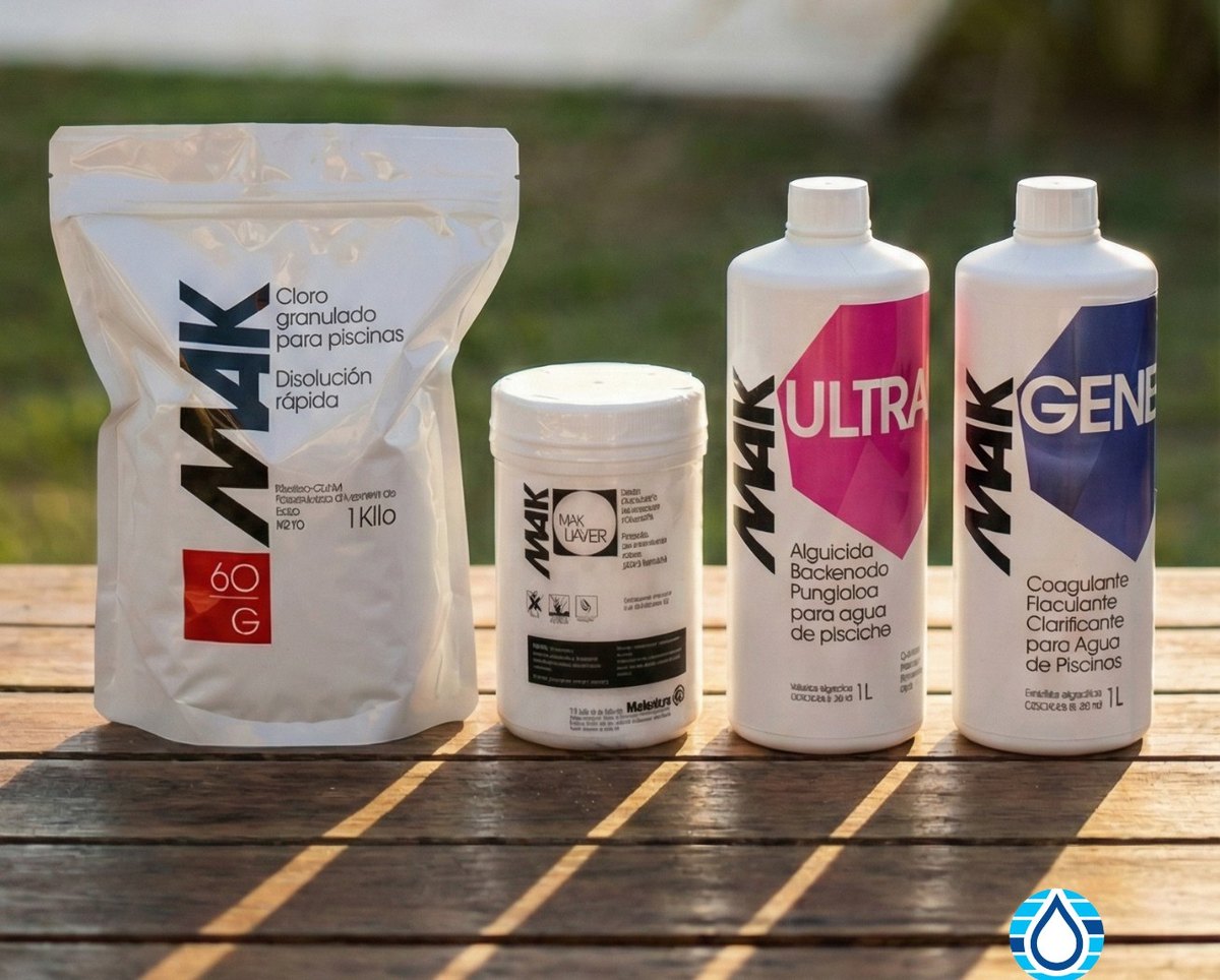 Kit de mantenimiento clásico MAK: cloro granulado, pastillas multiacción, alguicida y clarificante