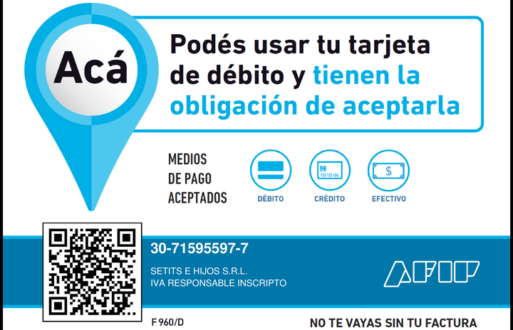 Data Fiscal AFIP: Setits e hijos SRL, CUIT 30-71595597-7, IVA Responsable Inscripto
