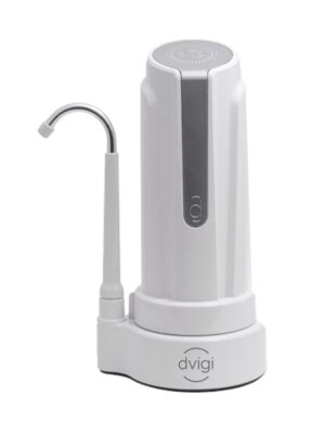 Purificador de agua DVIGI AS PLUS sobre mesada, blanco y plata