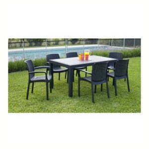 Combo mesa Indonesia plastica y 6 sillas Guinea grafito