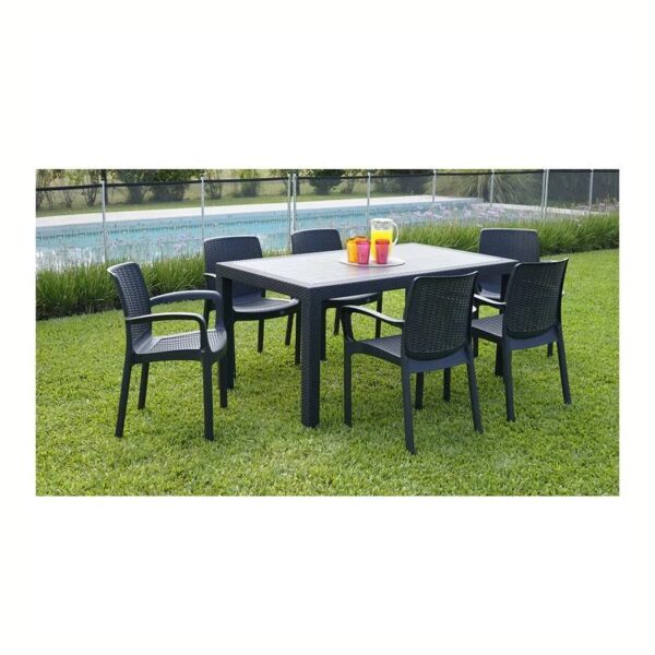 Combo mesa Indonesia plastica y 6 sillas Guinea grafito