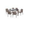 Combo mesa Indonesia vidrio y 6 sillas Guinea capuchino