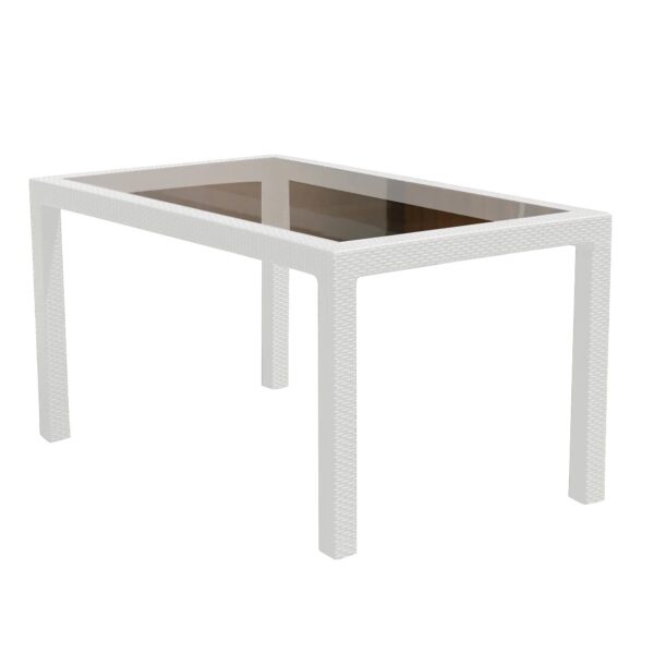 Mesa Indonesia tapa de vidrio VOSS2000 blanca