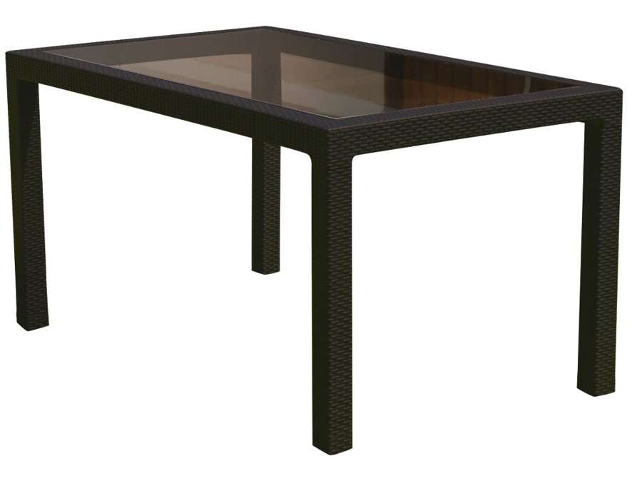 Mesa Indonesia VOSS2000 estilo rattan con tapa de vidrio